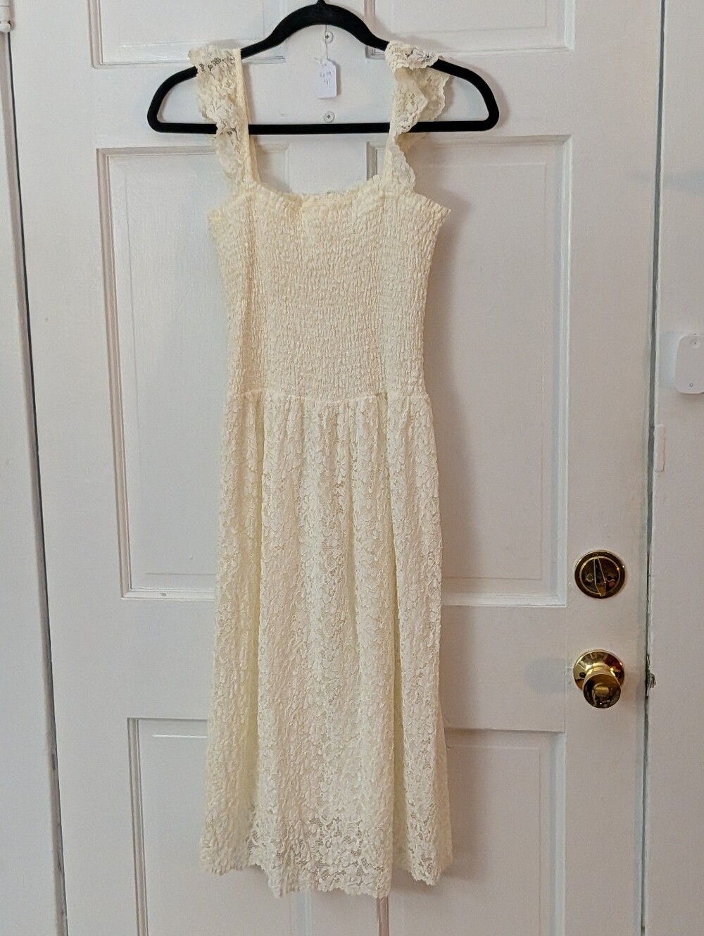 Anthropologie Maeve Anastasi Smocked Lace Midi Dress Ivory S - Picture 2 of 4